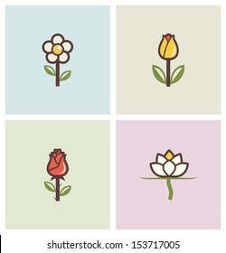 flowers set of icons vector illustration