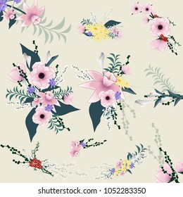 Flowers set isolated on background.
