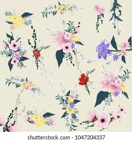 Flowers set isolated on background.Modern design for t-shirt,print material,cloth and textile.For invite and wedding card,wallpaper,poster,greeting card.Creative trendy art,vector illustration
