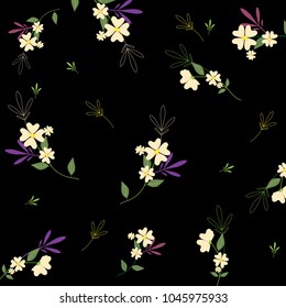 Flowers set isolated on black background. Modern design for t-shirt,print material,cloth and textile.For invite and wedding card,wallpaper,poster,greeting card. Creative trendy art,vector illustration