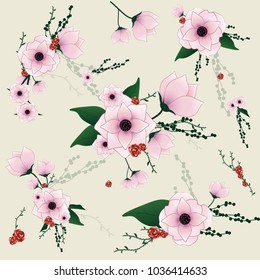 Flowers set isolated on bright background.Modern design for t-shirt,print material,cloth and textile.For invite and wedding card,wallpaper,poster,greeting card.Creative trendy art,vector illustration