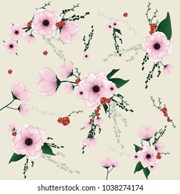 Flowers set isolated on bright background.Modern design for t-shirt,print material,cloth and textile.For invite and wedding card,wallpaper,poster,greeting card.Creative trendy art,vector illustration