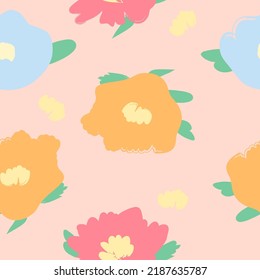 Flowers set on white background. Hand draw abstract design elements in pastel colors. Minimal stylish cover template. Art form for social media stories, branding, banner. Vector illustration.