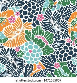 flowers set pattern design, tropical flower vector 