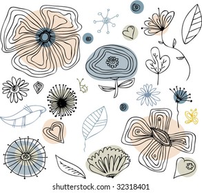 flowers set plant vegetation summer nature flower star group vine spring community abstract pile earth leaf farming scenery fancy heart set art curve swirl ribbon graphic graphical visual detailed gat