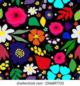 Flowers set seamless vector floral fashionable pattern
