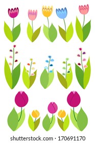 Flowers set. Spring background.