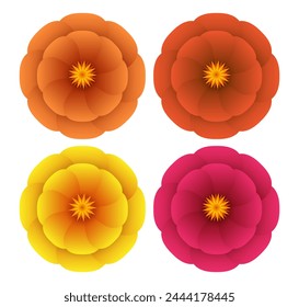 Flowers set. Vector clipart isolated on transparent background.