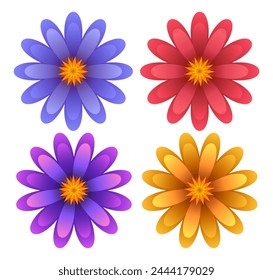 Flowers set. Vector clipart isolated on transparent background.