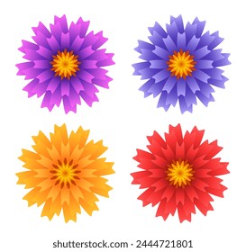 Flowers set. Vector clipart isolated on transparent background.