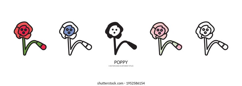 flowers set vector type icon
