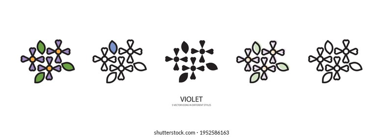 flowers set vector type icon