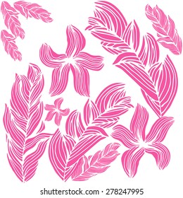 flowers shadows - pink on white
