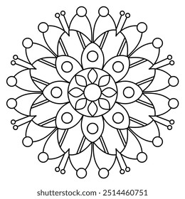 flowers shape attractive mandala design for coloring book, tattoo and henna design , mandala design for adults and kids coloring book
