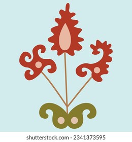 Flowers shape the suzani element- the part of the carpet, traditional textile product, and interior element. Uzbekistan. Culture of Central Asia	