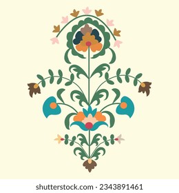 Flowers shape the suzani element- the part of the carpet, traditional textile product, and interior element. Uzbekistan. Culture of Central Asia	