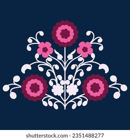 Flowers shape the suzani element- the part of the carpet, traditional textile product, and interior element. Uzbekistan. Culture of Central Asia	