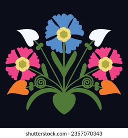 Flowers shape the suzani element- the part of the carpet, traditional textile product, and interior element. Uzbekistan. Culture of Central Asia	
