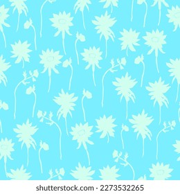 flowers silhouette with blue background seamless summer pattern. blue flowers editable colors seamless vector repeat pattern. It is suitable for tiles, textile, fabric, clothes and much more.