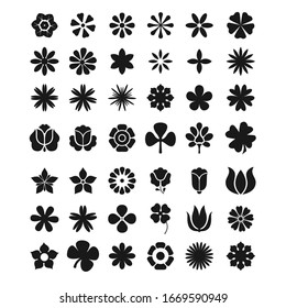 Flowers silhouette icon set nature concept