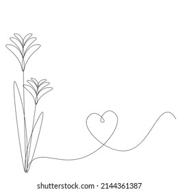  Flowers silhouette line drawing vector illustration