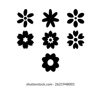 Flores Silhueta Conjunto Botânico Clip art Pacote Floral Vetor Coleção