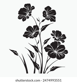 flowers silhouette vector art illustration