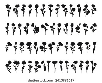 Flowers silhouette vector art white background
