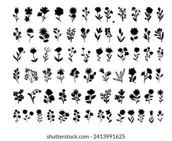 Flowers silhouette vector art white background