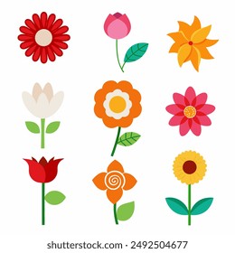 Flowers silhouette vector art white background