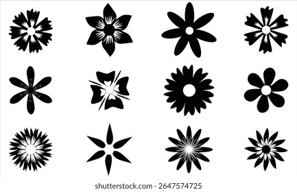 Flowers  silhouettes icon set on a white background