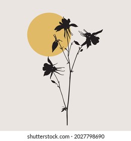 flowers silhouettes. Spring or summer background. Vector illustration.

