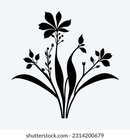 Flowers Silhouettes Vectors illustration  black color isolated on white background