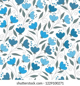 flowers simple meadow vector seamless pattern