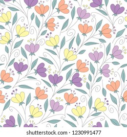 flowers simple meadow vector seamless pattern