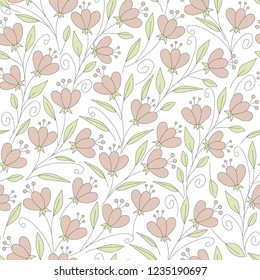 flowers simple meadow vector seamless pattern