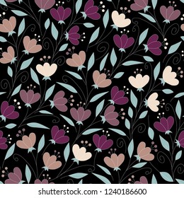 flowers simple meadow vector seamless pattern