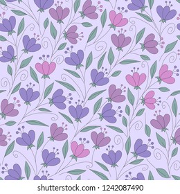 flowers simple meadow vector seamless pattern - Shutterstock ID 1242087490