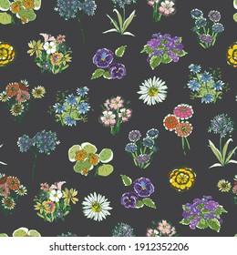 Flowers simple vector seamless pattern