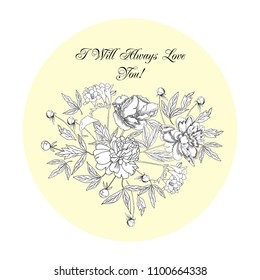  Flowers Sketches Composition. Hand drawn botanical elements