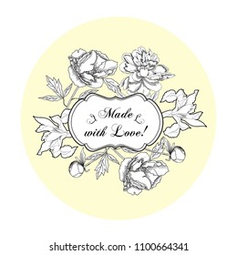  Flowers Sketches Composition. Hand drawn botanical elements