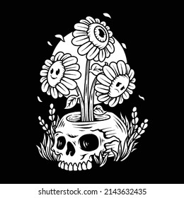 Flowers and skull illustation tees.