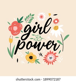 Flowers and slogan print design. Vector illustration design for fashion fabrics, textile graphics, prints.