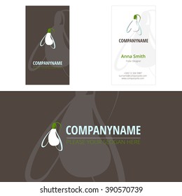 Flowers snowdrop company vector logo corporate business card