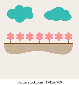 Flowers in soil Vector illustration