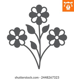 Flowers solid icon, glyph style icon for web site or mobile app, floral and mother's day, beautiful plant vector icon, simple vector illustration, vector graphics with editable strokes.