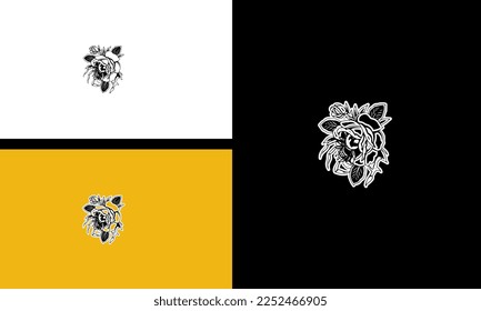 diseño de contorno vectorial de flores y arañas