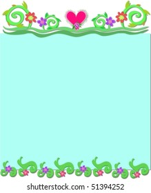 Flowers, Spirals, and Heart Box Vector