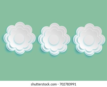 
Flowers, splitting paper, cutting white vector, green background