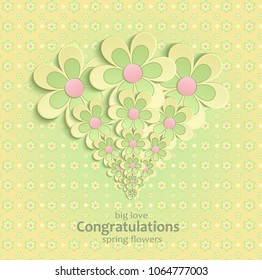 Flowers Spring congratulations greeting card yellow vector